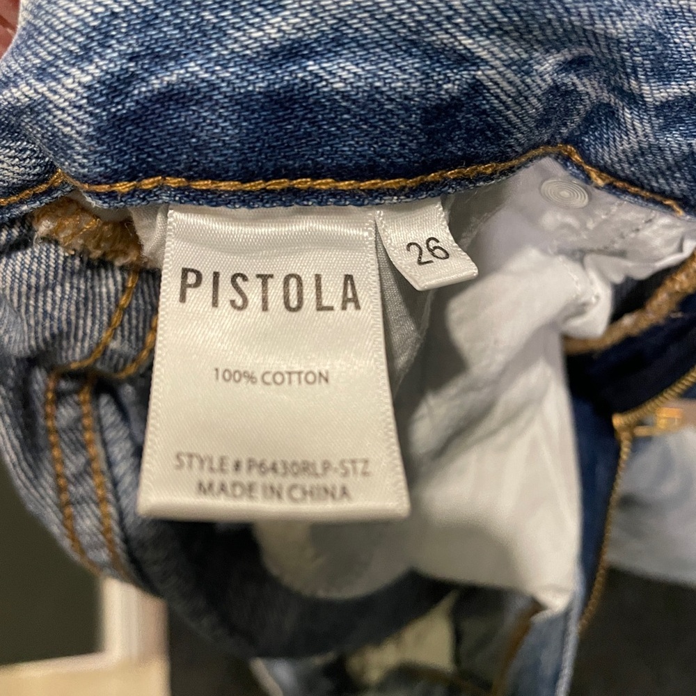 Pistola Light Blue Denim Jeans with Gold Stitching